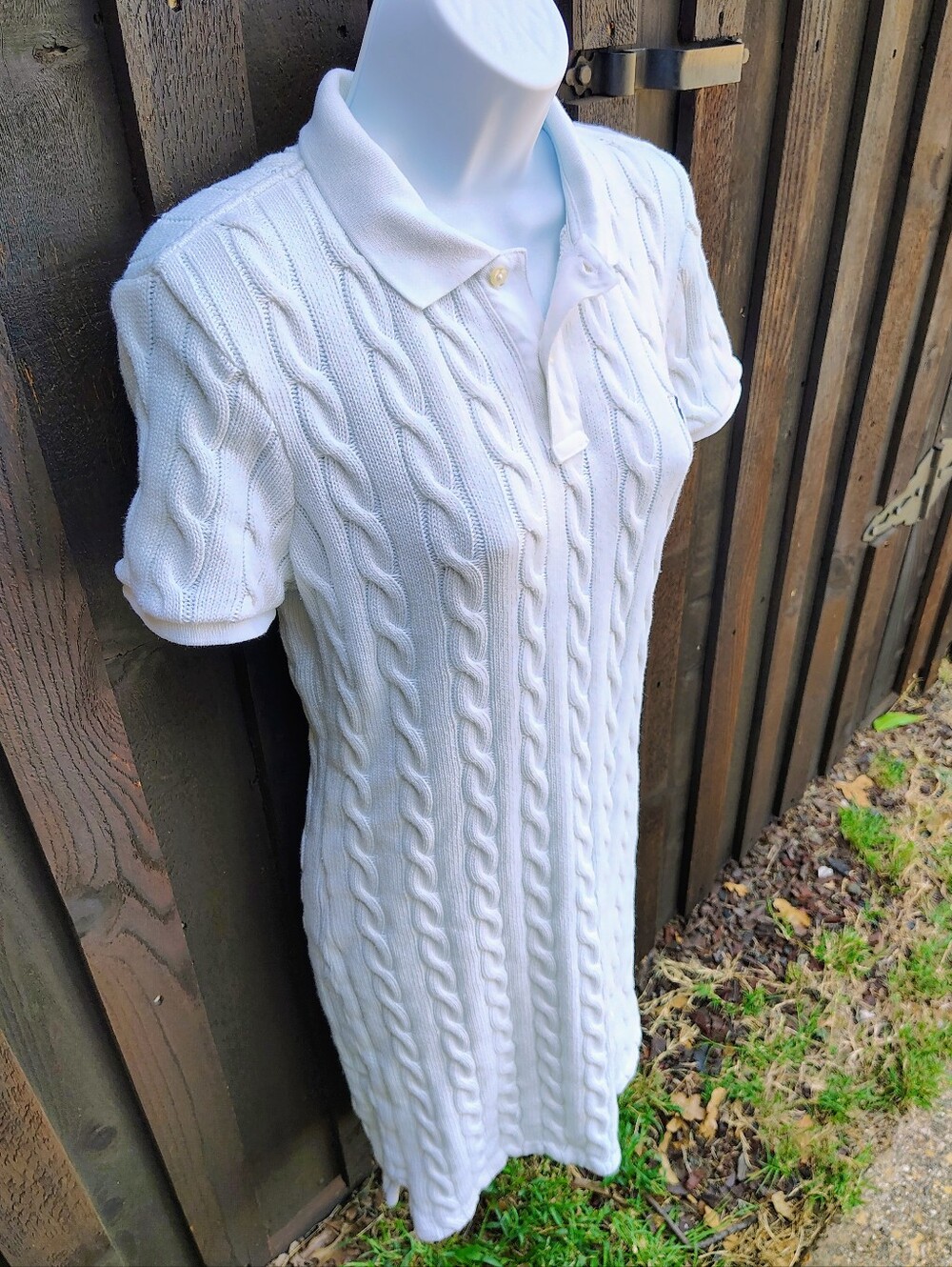 SOLD 7/28 - Ralph Lauren White Cable Knit Polo Dress with Pony Logo - Picture 4 of 6